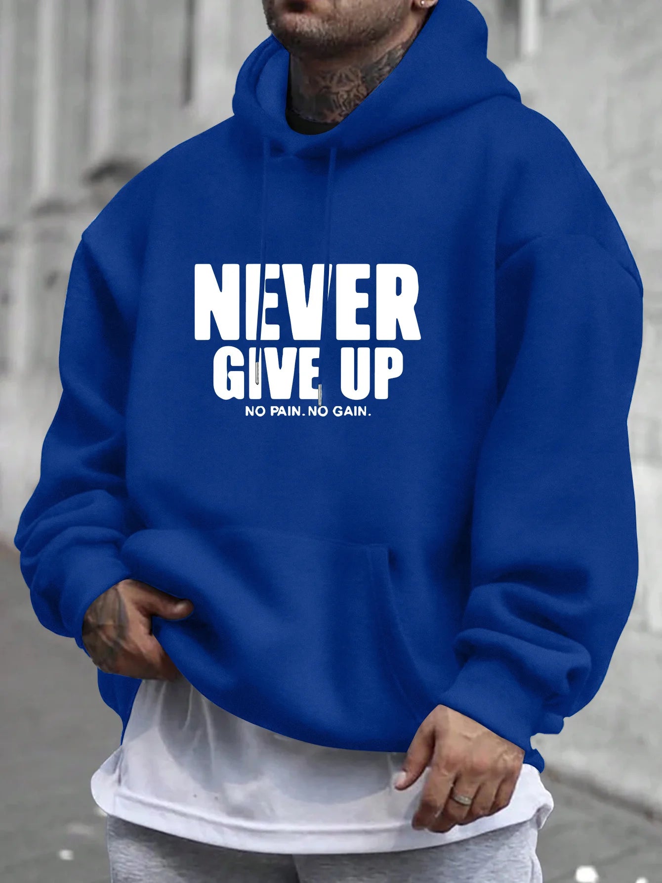 Men's Never Give Up Print Hoodie