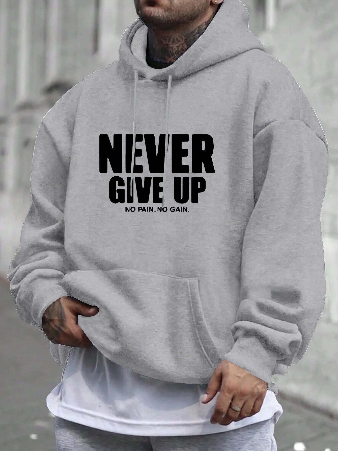 Men's Never Give Up Print Hoodie