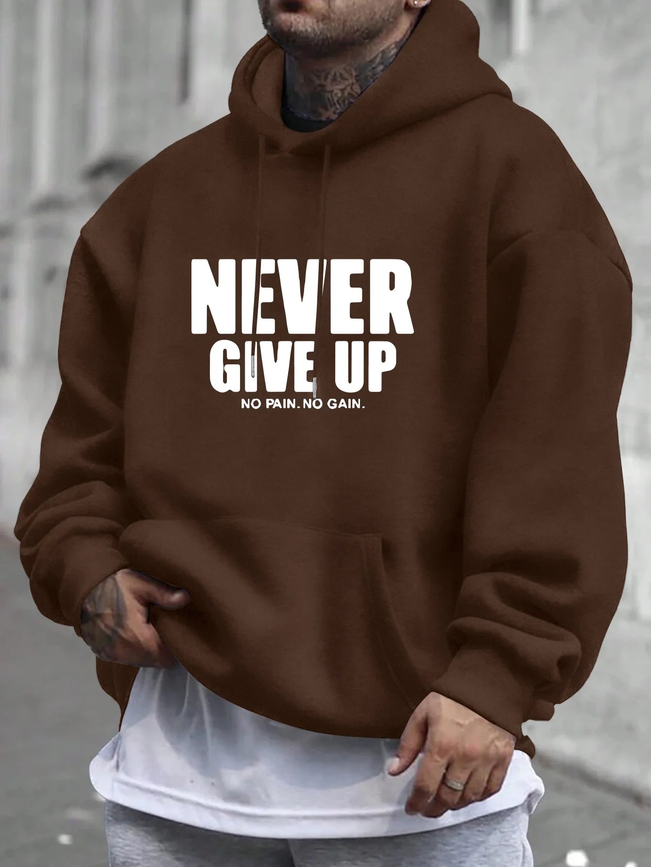 Men's Never Give Up Print Hoodie