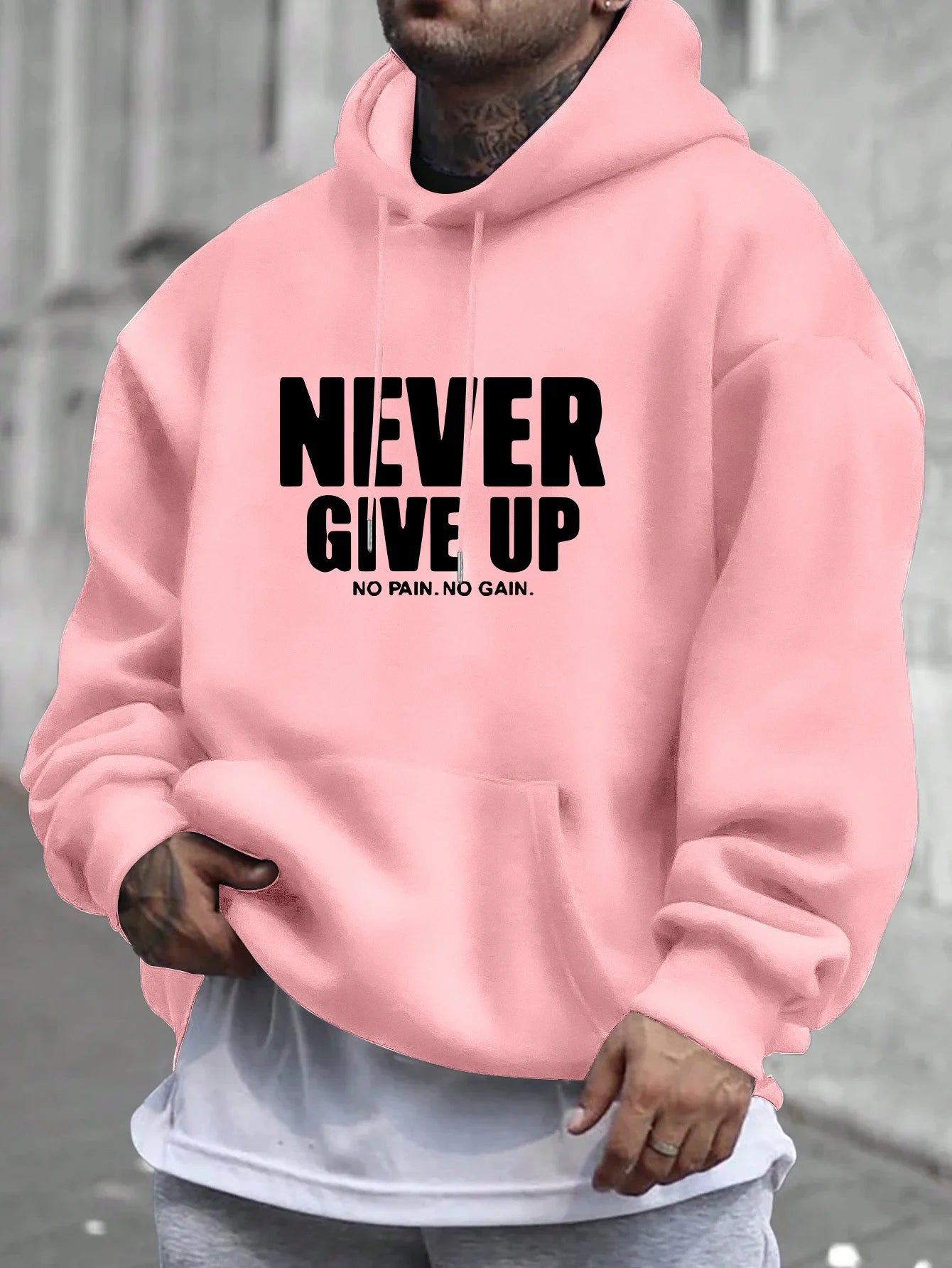 Men's Never Give Up Print Hoodie